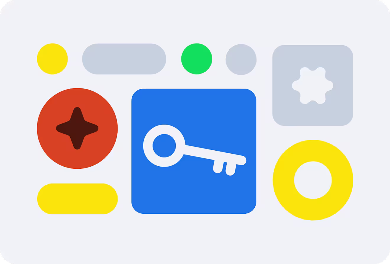 Graphic icons representing API keys