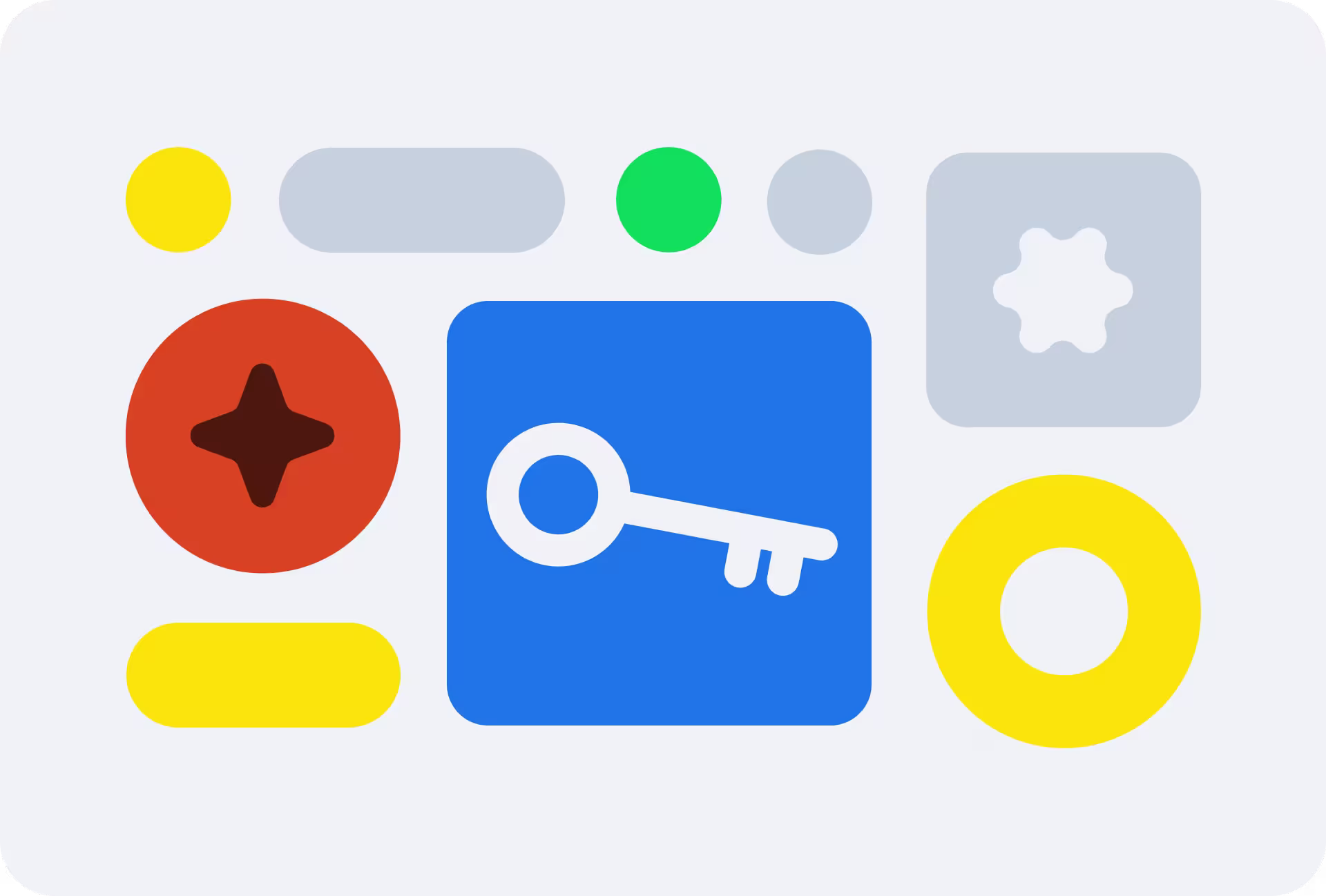 Graphic icons representing API keys