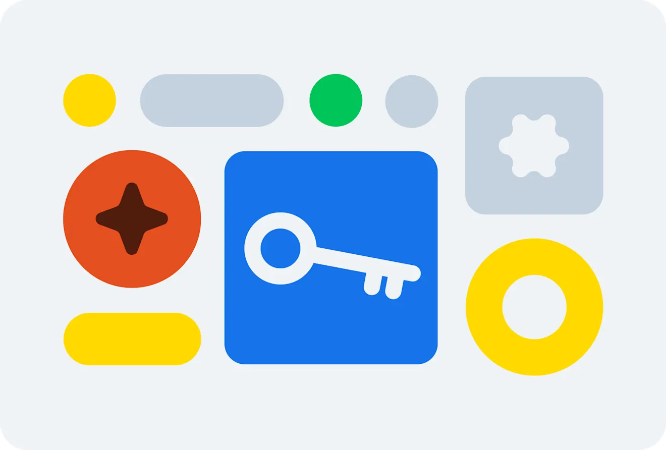 Graphic icons representing API keys